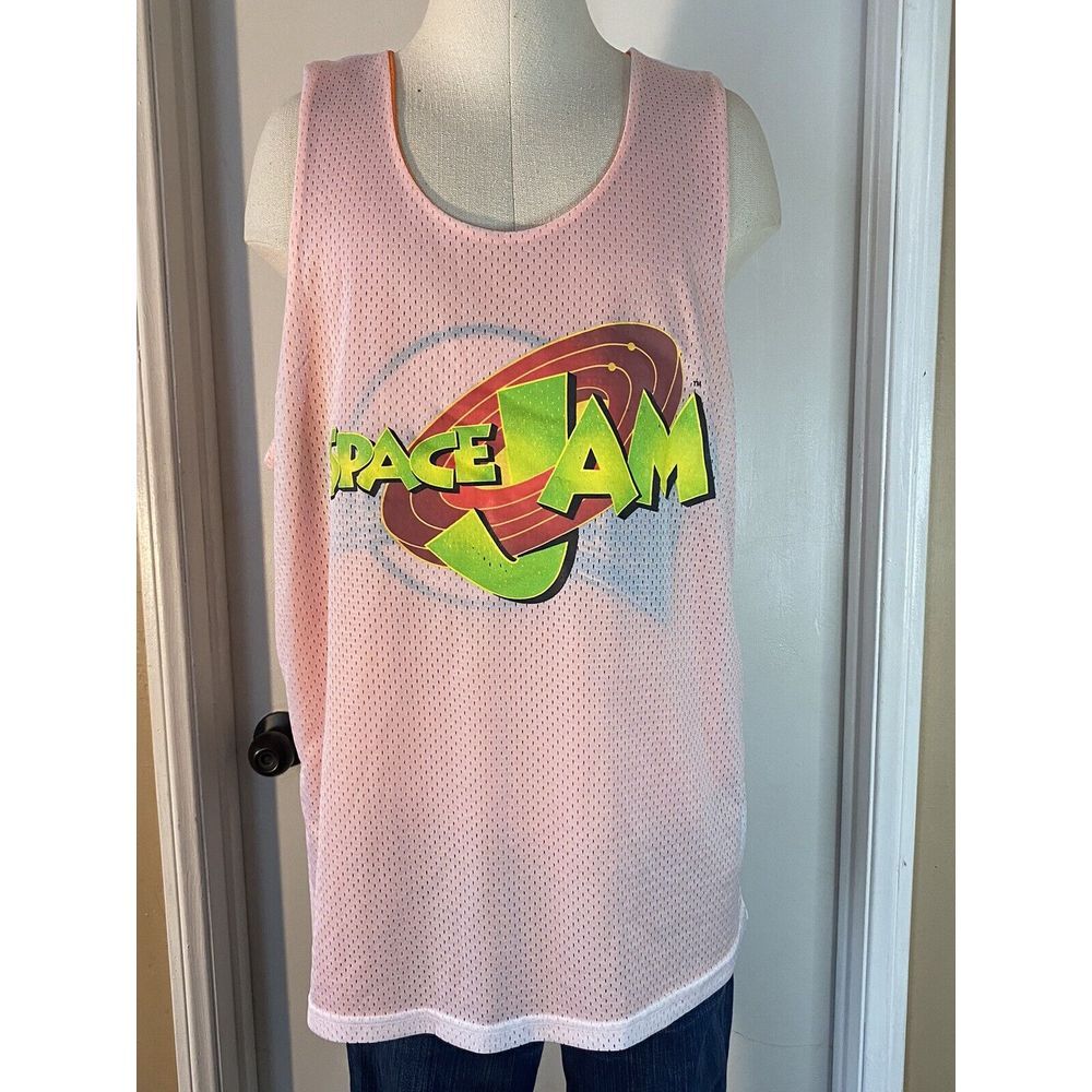 Vtg Tune Squad Space Jam Reversible Orange‎ Mesh Practice Basketball Jersey M